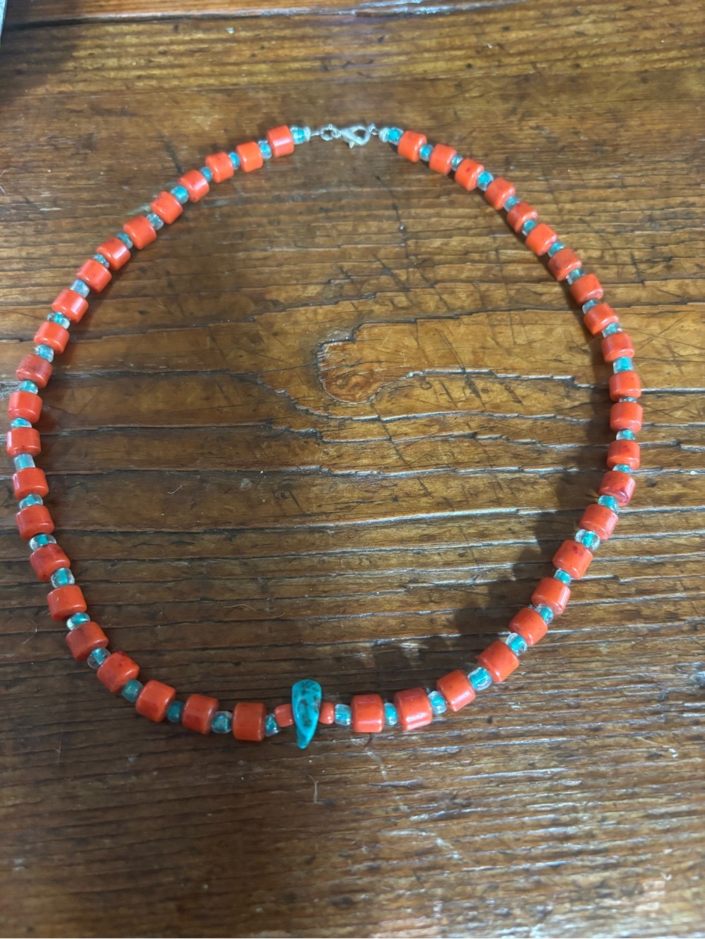 Handcrafted Coral and Turquoise Beaded Necklace - Women Jewelry